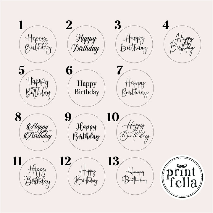 Acrylic Cupcake Disc Happy Birthday Choose Your Design