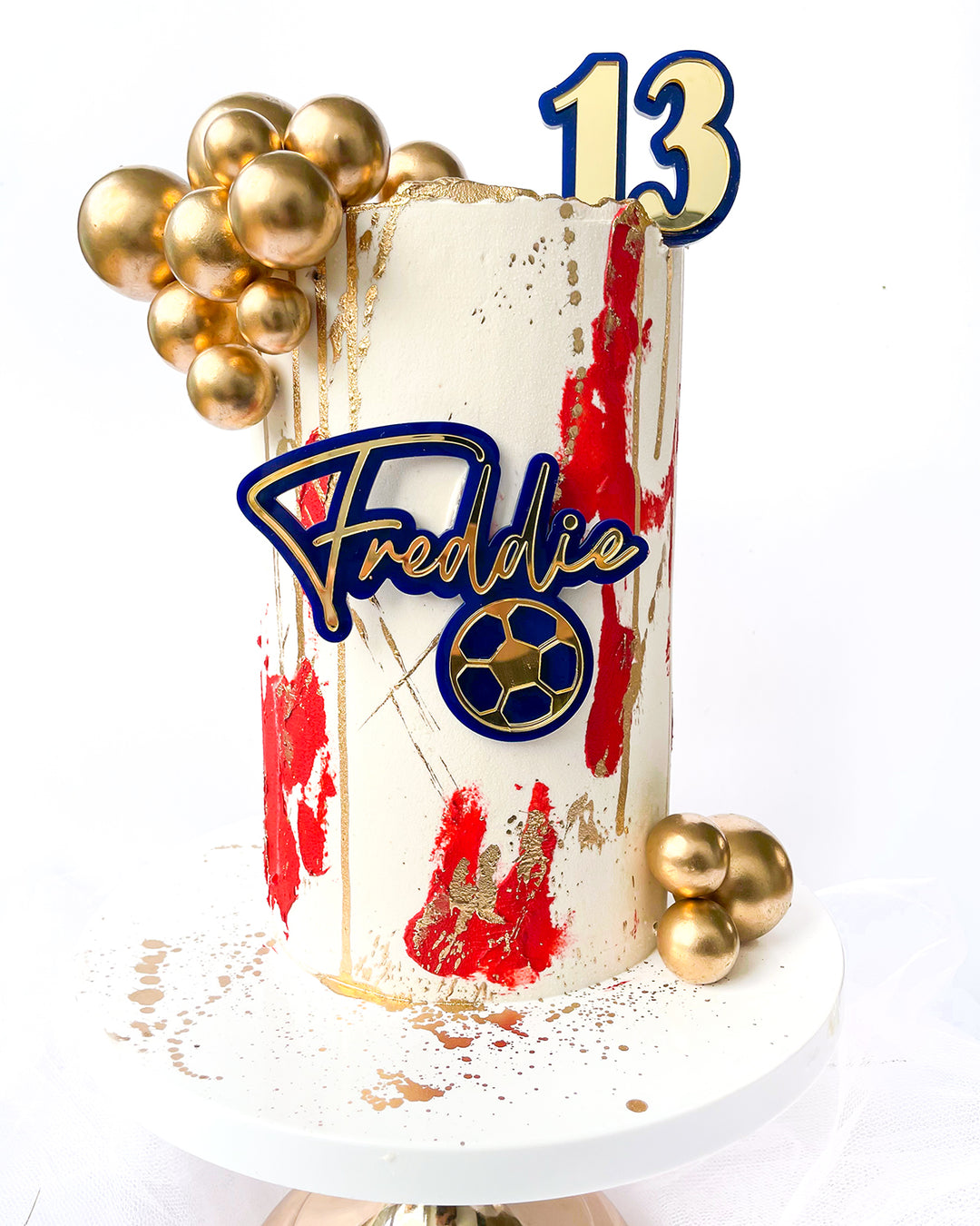 FOOTBALL Name Charm & Number Cake Topper Set SIGNATURE STYLE