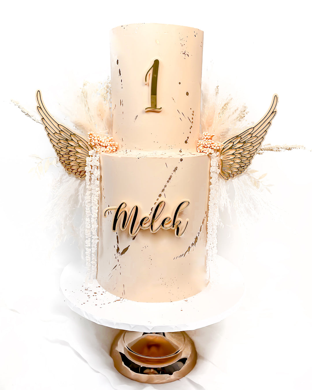 Wings Name & Age Cake Topper Set SCRIPT FONT