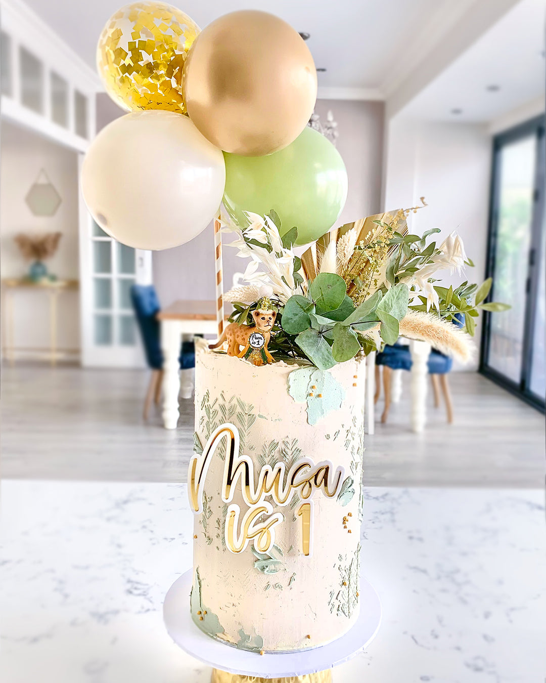 Name Is Age Number Charm Cake Topper SCRIPT STYLE