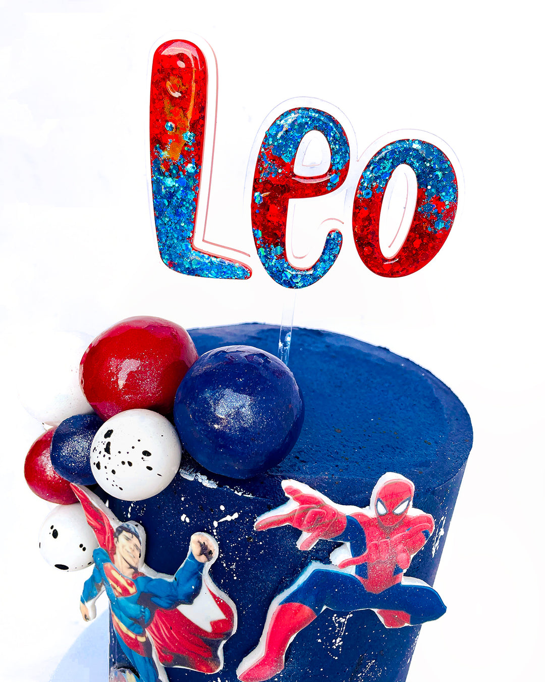 3D Glitter Overlaid Name & Age Cake Topper Set FANCY BOLD TYPE