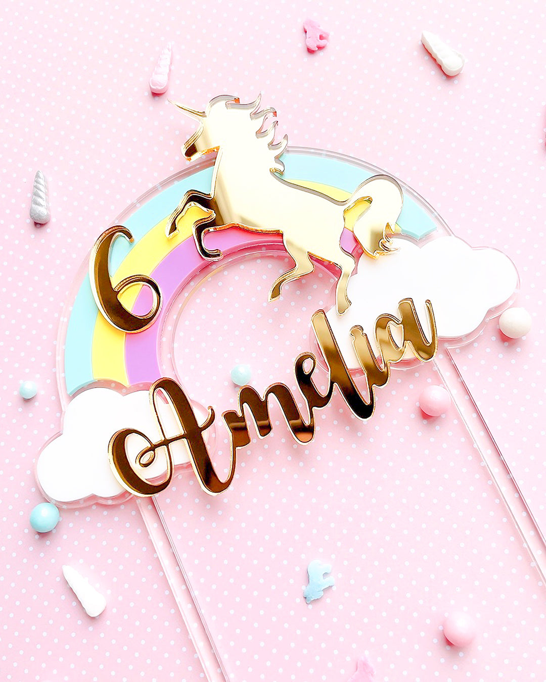 Unicorn With Rainbow Cake Topper