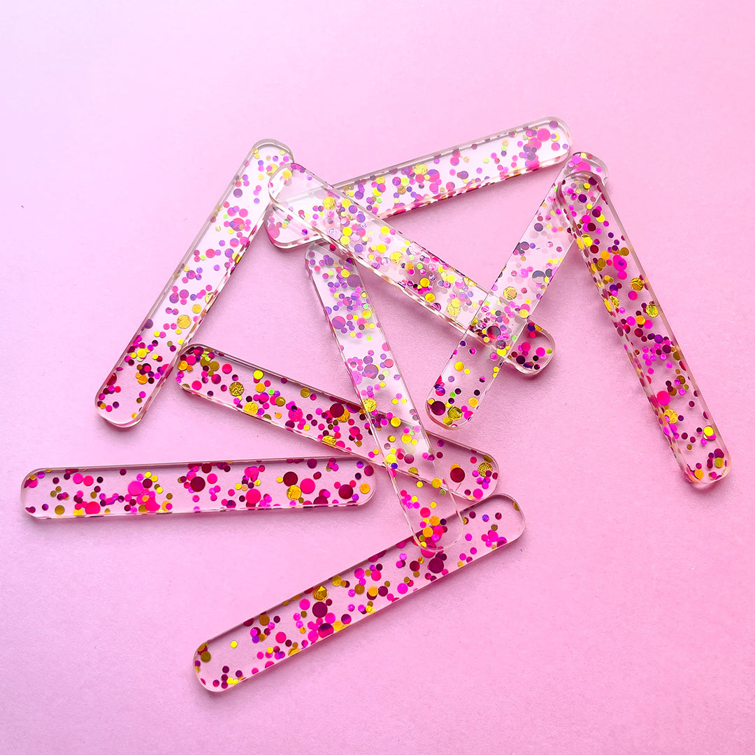 Chunky Glitter PINK Cakesicle Sticks