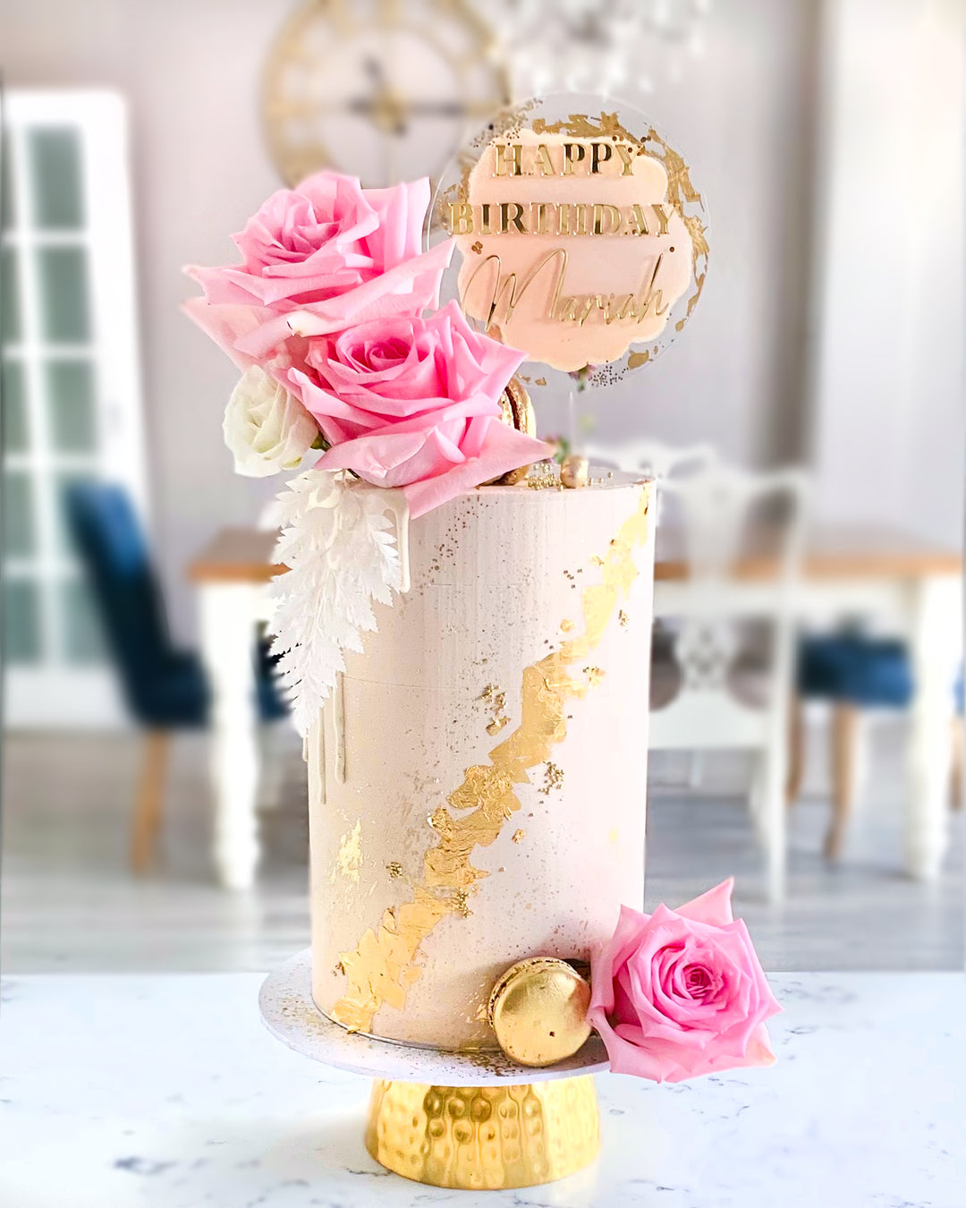 Painted Happy Birthday Name Paddle Cake Topper CHOOSE FONT FAMILY