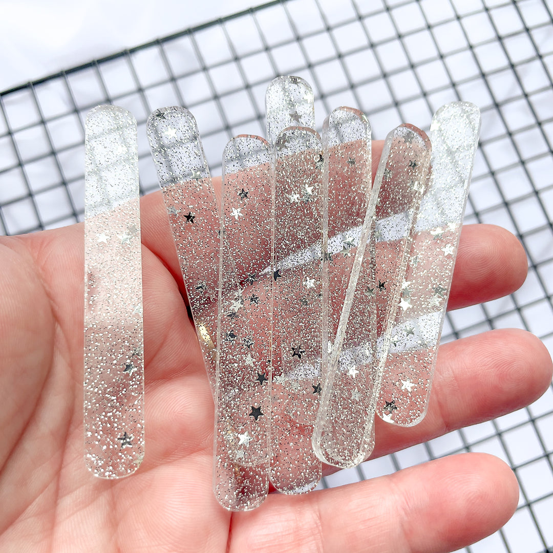 Silver Stars Glitter Cakesicle Sticks