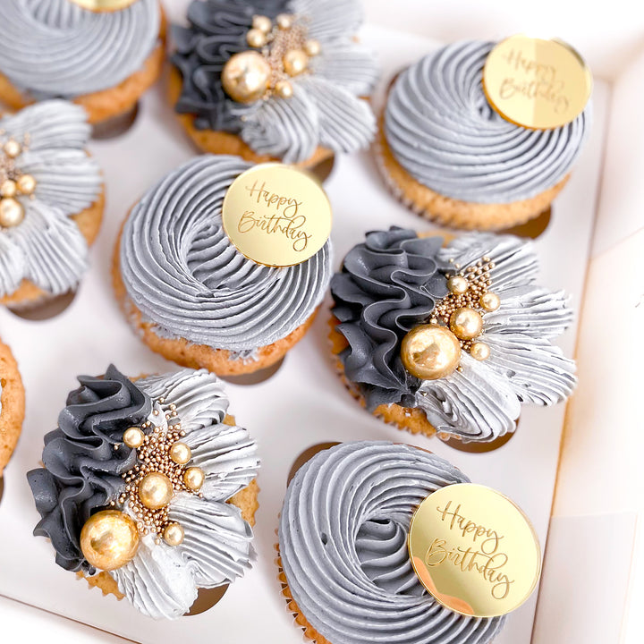 Acrylic Cupcake Disc Happy Birthday Choose Your Design