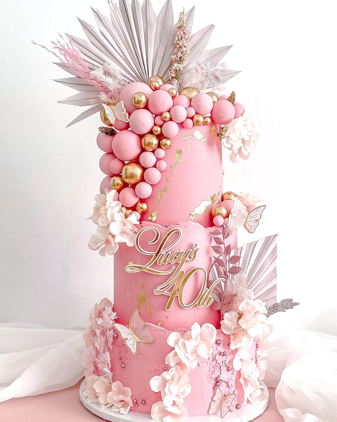 Name & Age Number Charm Cake Topper Elegant Style