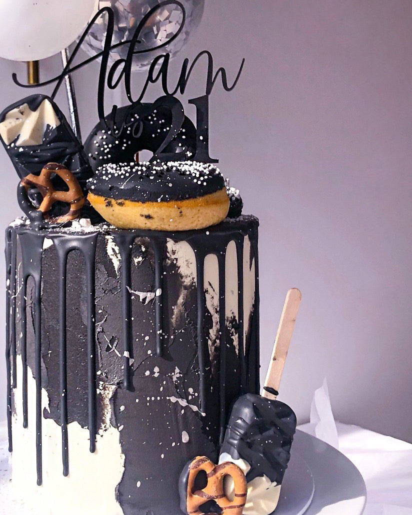 Name Is Age Cake Topper MODERN SCRIPT STYLE