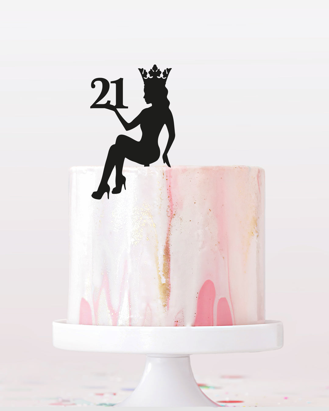 Woman In Crown And Age Number Cake Topper