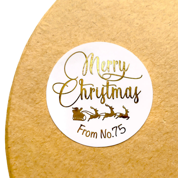 Foiled Merry Christmas From No... Stickers Round