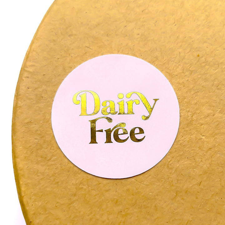 Foiled Retro Dairy Free Stickers ROUND