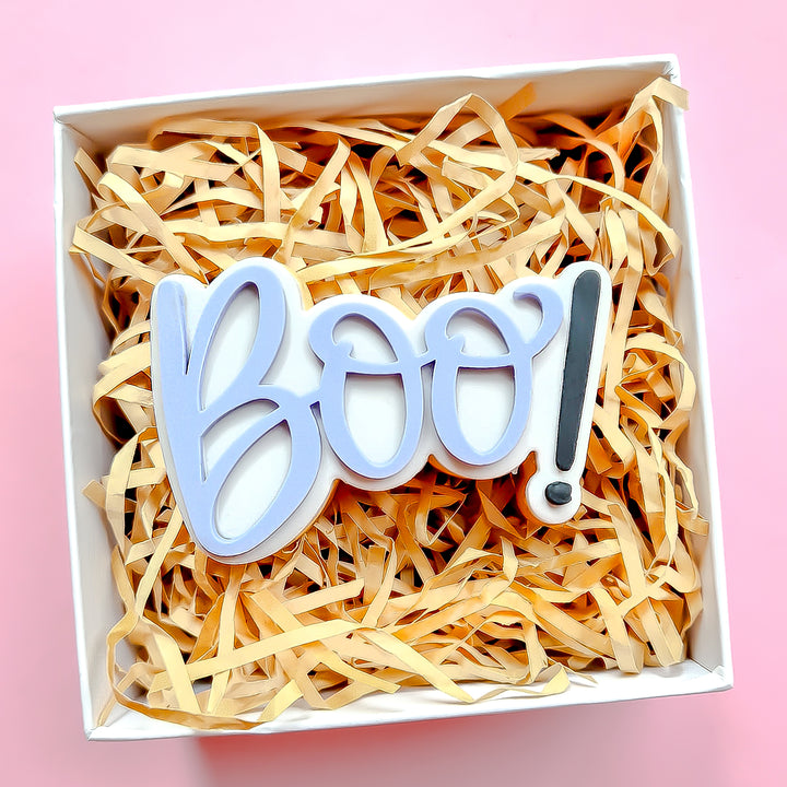 Booooo Sign Boo ! Sign Cookie Embosser + Optional Matching Cutter – Print Fella