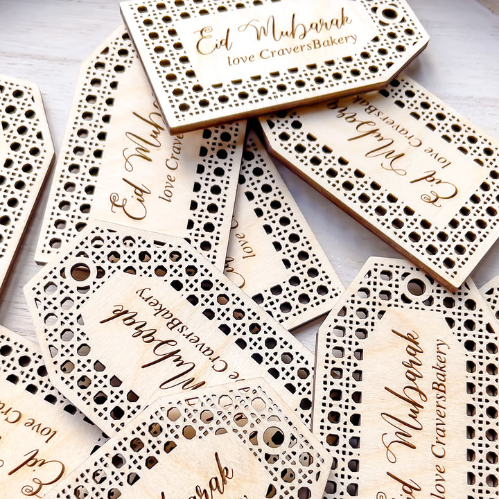 Personalised Wooden Rattan Pattern Tag With Hole